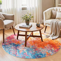 Rugflix Round Area Rugs 4Ft for Living Room, Washable Colorful Circle Rug | by RugflixAreaRugs