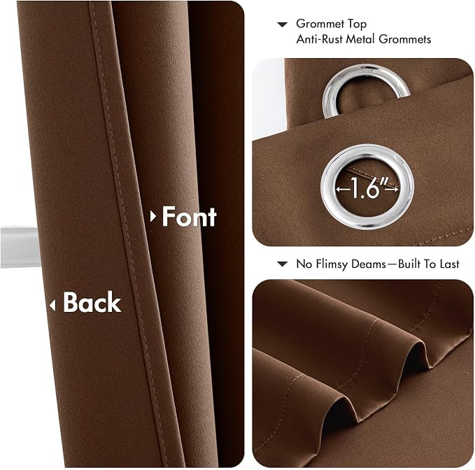 MIULEE Blackout Curtains for Bedroom 2 Panels 40 x 84 Inch Long Mocha Brown | - Image 4