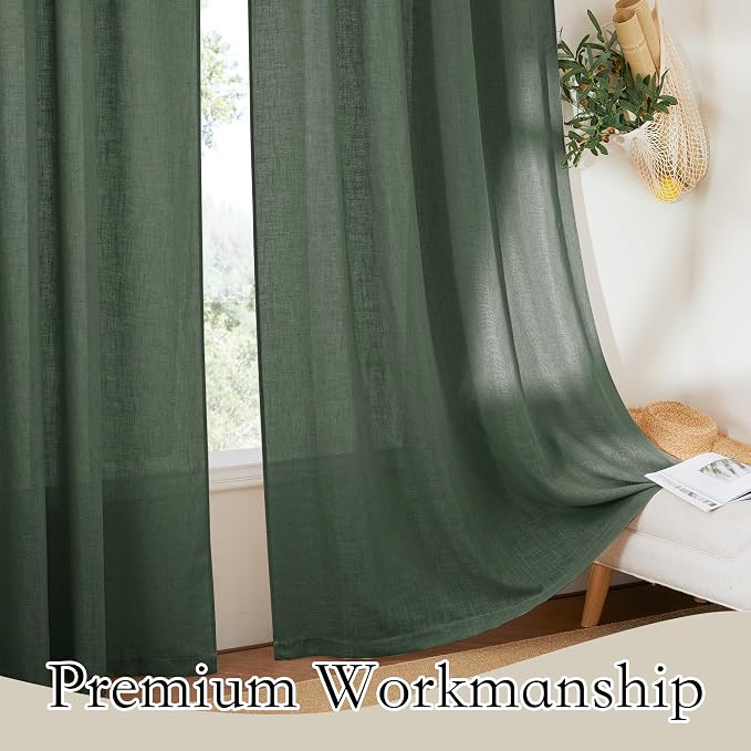 RYB HOME Linen Semi Sheer Curtains - Image 5