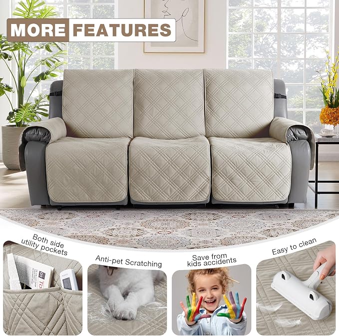 TAOCOCO 100% Waterproof Recliner Sofa Covers 3 Seater Split Couch Covers - Image 5
