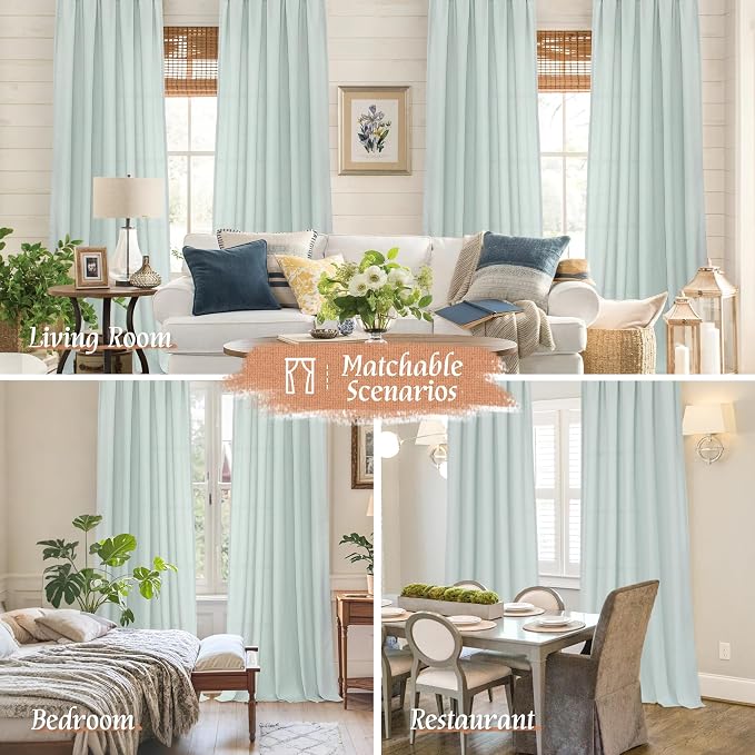 Light Filtering Linen Curtains 63 Inch Length - Image 6