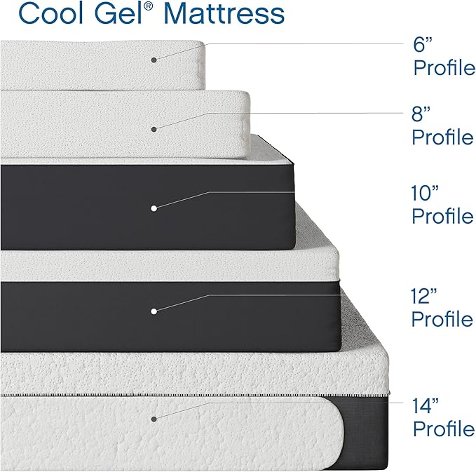 Cool Gel Twin XL Mattress 8 Inch Memory Foam Medium Firm, Gel Memory Foam Mattress Twin XL Cooling, Made in the USA, 8" Depth with Pressure Relief, CertiPUR-US Certified Fiberglass Free, Bed