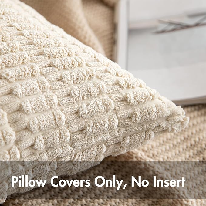MIULEE Euro Sham Decorative Throw Pillow Covers 26x26 Cream White Pack of 2 | - Image 7