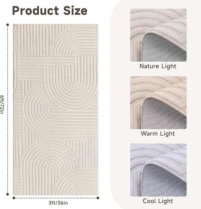 Pauwer 3x6 Area Rugs for Living Room, Modern Non Slip Washable Rug, Soft Fluffy - Image 2