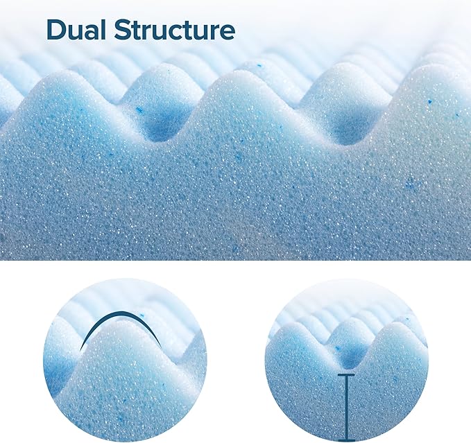ZINUS 2 Inch Swirl Gel Cooling Memory Foam Mattress Topper, Smaller, More Convenient WonderBox Packaging, Cooling, Airflow Design, CertiPUR-US Certified, Full
