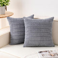 Pack of 2 Corduroy Decorative Throw Pillow Covers 24x24 Inch, Light Grey | Fall by Unknown