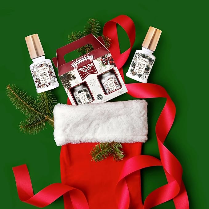Poo-Pourri Before-You-Go Toilet Spray Gift Set, Spritzmas Sprice and Oh Spritzmas Tree 2 Ounce Bottles in Gift Box