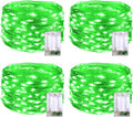 JMEXSUSS 4 Pack 50 LED Green Fairy Lights Battery Operated: 16.1ft Christmas Fairy Lights Indoor Outdoor Waterproof for Bedroom Garden Party Decorations
