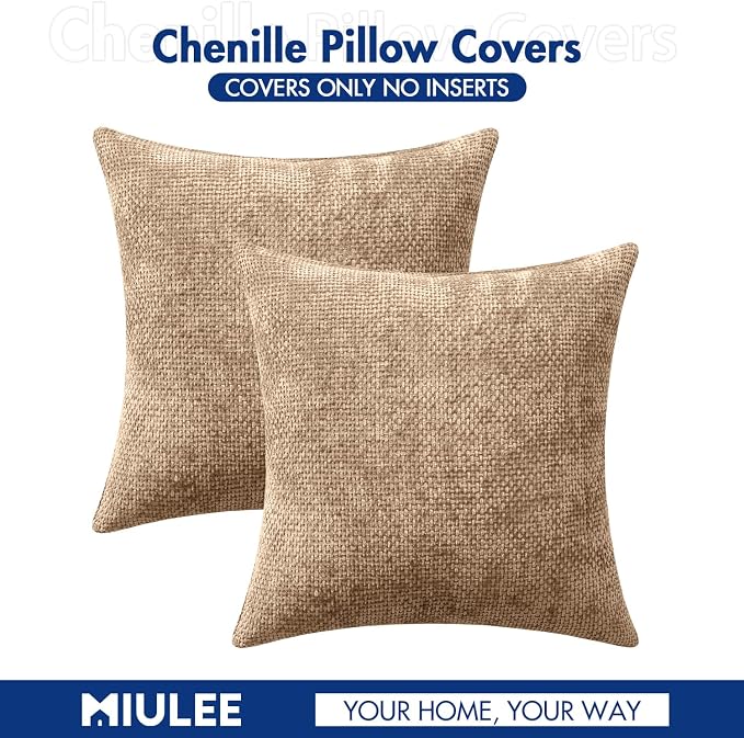 MIULEE Decorative Couch Throw Pillow Covers 20x20 Inch Khaki Camel 2 Pack | - Image 7