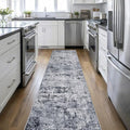 2.6x14 Washable Runner Rug:Modern Abstract Indoor Soft Carpet Grey | by FXRHLP