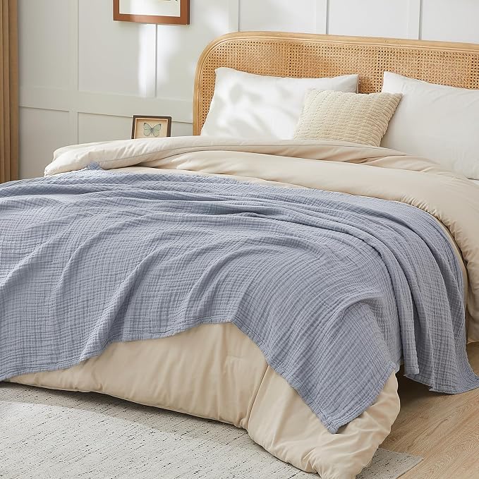 EMME Muslin Blankets for Adults Throw Blanket for Couch Breathable Gauze Soft - Image 5