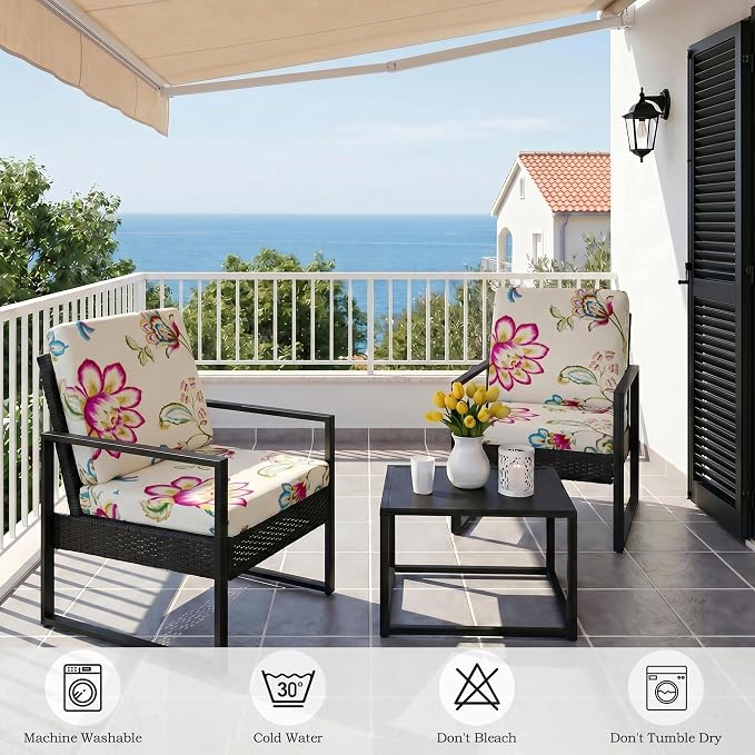 CALBODE 8pcs Single Seat Floral Print Outdoor Couch Cover, Waterproof Elastic - Image 7
