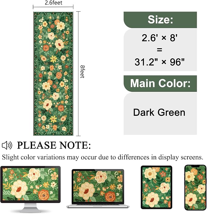 DUKINO 2.6x8 Runner Rug, Washable Rug - Image 2