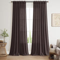 Cocoa Coffee Curtains 102 Inches Long, Back Tab Linen Blend Light Filtering by Nanspring