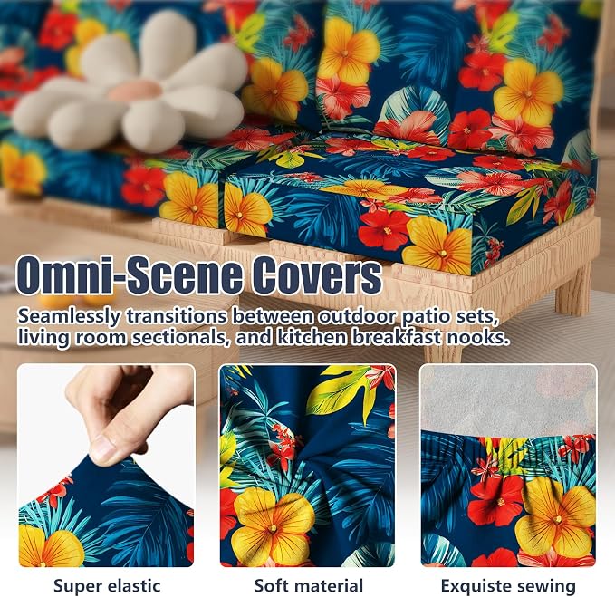 8Pcs Outdoor Cushion Covers, Stretch Patio Furniture Couch Chair Slipcovers | - Image 4