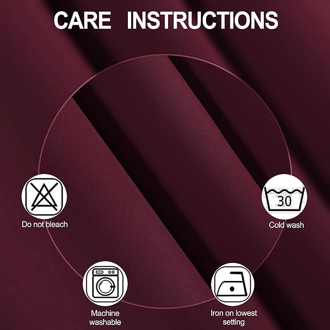 Burgundy Red Thermal Blackout Curtains/52 x 54 Inch/Set of 2 Panels Room - Image 4