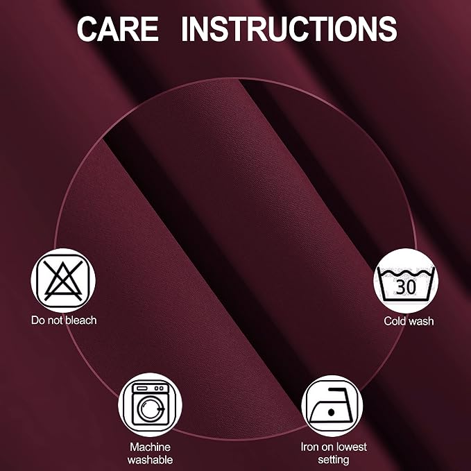 Burgundy Red Thermal Blackout Curtains/52 x 72 Inch/Set of 2 Panels Room - Image 4