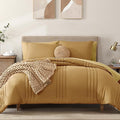 Monbix Full Comforter Set - 7 Pieces Desert Yellow Bed in a Bag Full Size Bedding Sets with Comforters, All Seasons Down Alternative Comforter with Sheets,Pillowcases & Shams