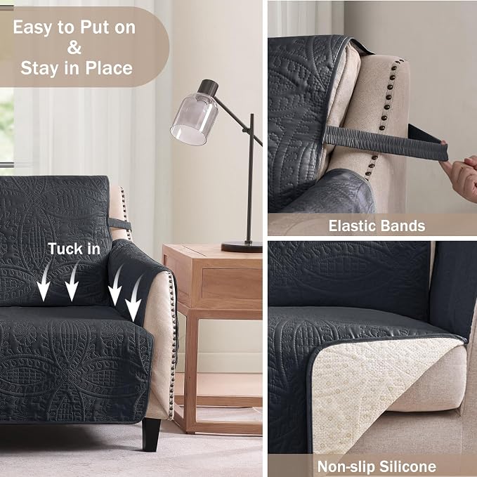 Quilted Grand Sofa Covers for 4 Cushion Couch, Couch Cover for Grand Sofa - Image 5