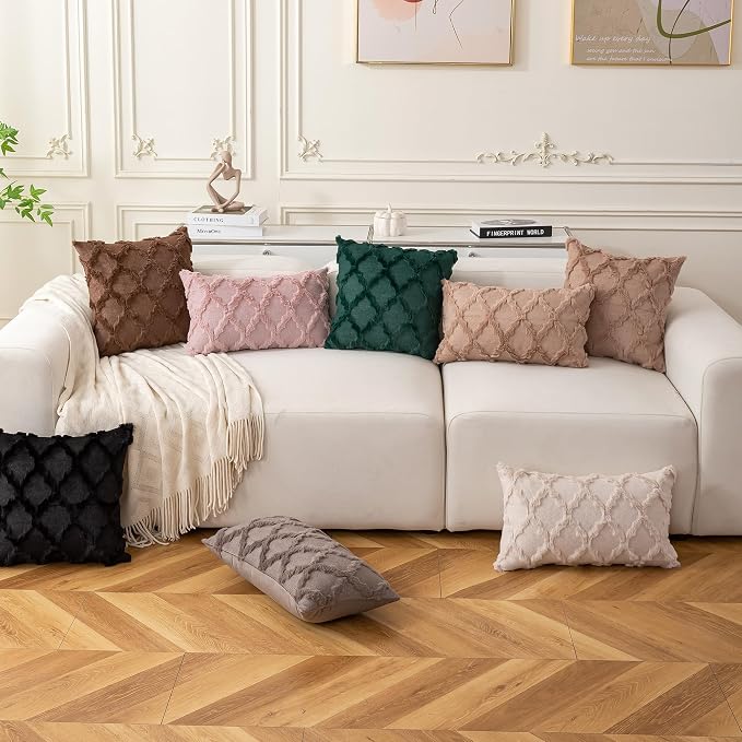 Set of 2 Soft Moroccan Throw Pillow Covers 18x18 Inch Plush Boho Decorative - Image 2