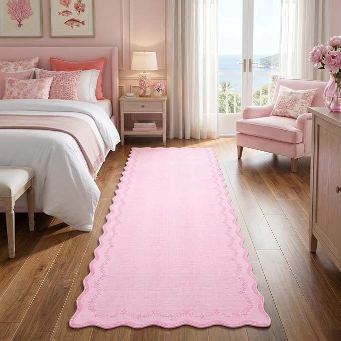 GarveeHome 2.5x8 Scalloped Washable Runner Rug Non Slip Hallway Kitchen Rug | by GarveeHome