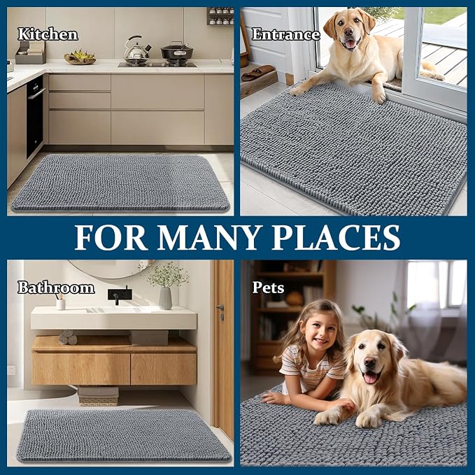OLANLY Dog Door Mat for Muddy Paws 54x24, Super Absorbent Chenille Mud Mat | - Image 8