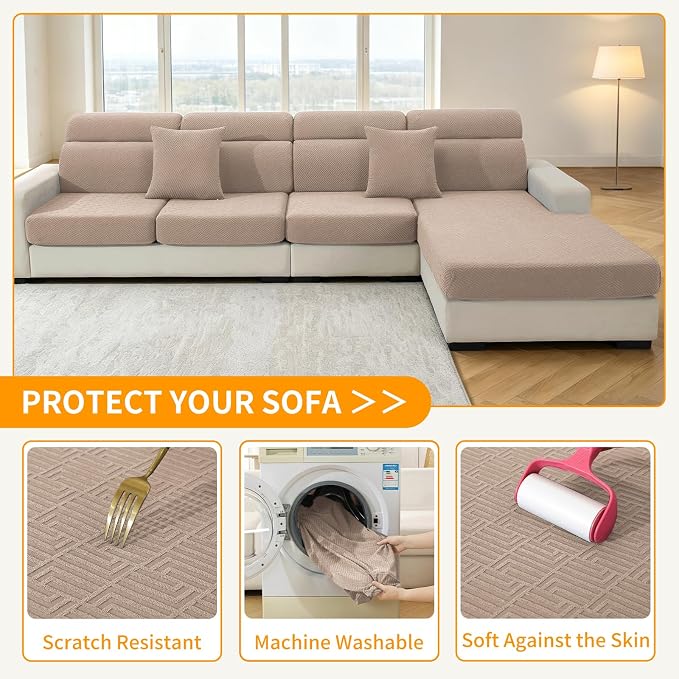 XINEAGE Couch Cushion Covers, Loveseat Seat Slipcovers - Image 6