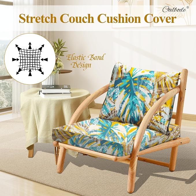 CALBODE 12pcs Outdoor Tropical Plant Printed Sofa Seat Cushion Covers Strechable - Image 4