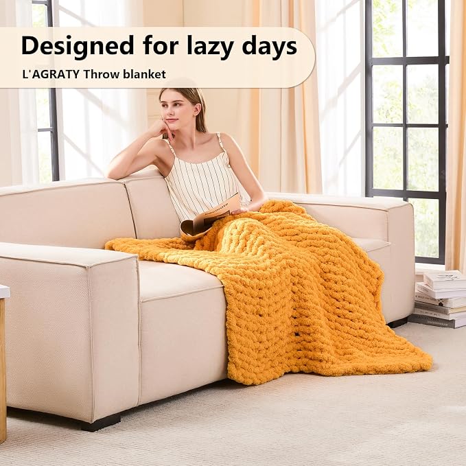 L'AGRATY Chunky Knit Throw Blanket - Image 2