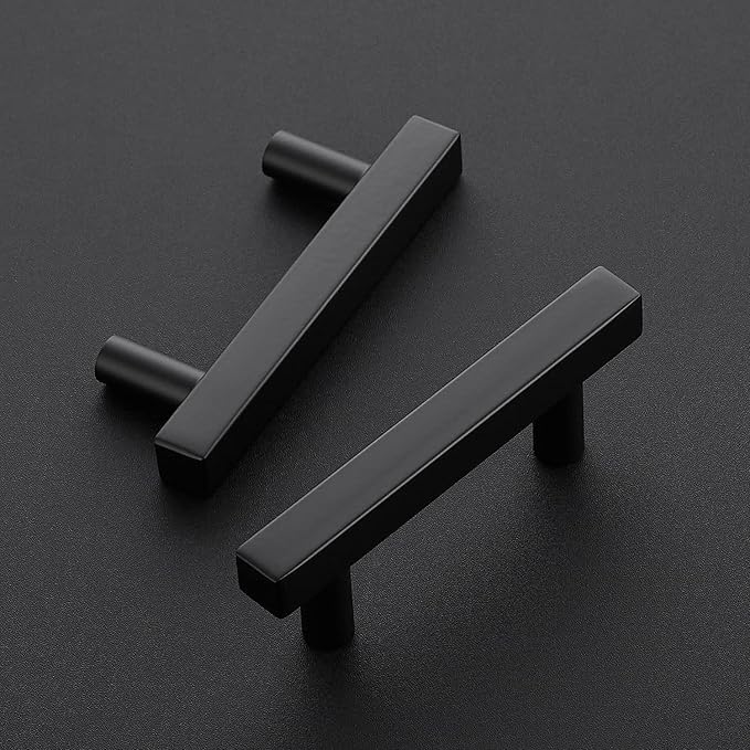 Ravinte Black Cabinet Handles 15 Pack 2-1/2 inch Matte Black Square Cabinet Pulls Kitchen Hardware 4 inch Overall Length Kitchen Drawer Pulls
