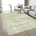 Area Rug Living Room: 4x6 Modern Washable Soft Carpet Green Cream | by FXRHLP