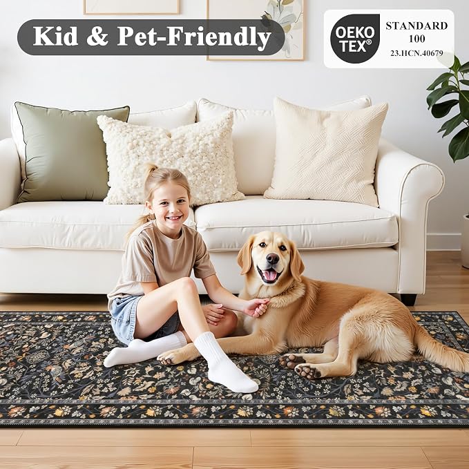 HEBE Hallway Runner Rug 2'x6', Washable Non Slip Kitchen Rug Runner | Soft Boho - Image 6