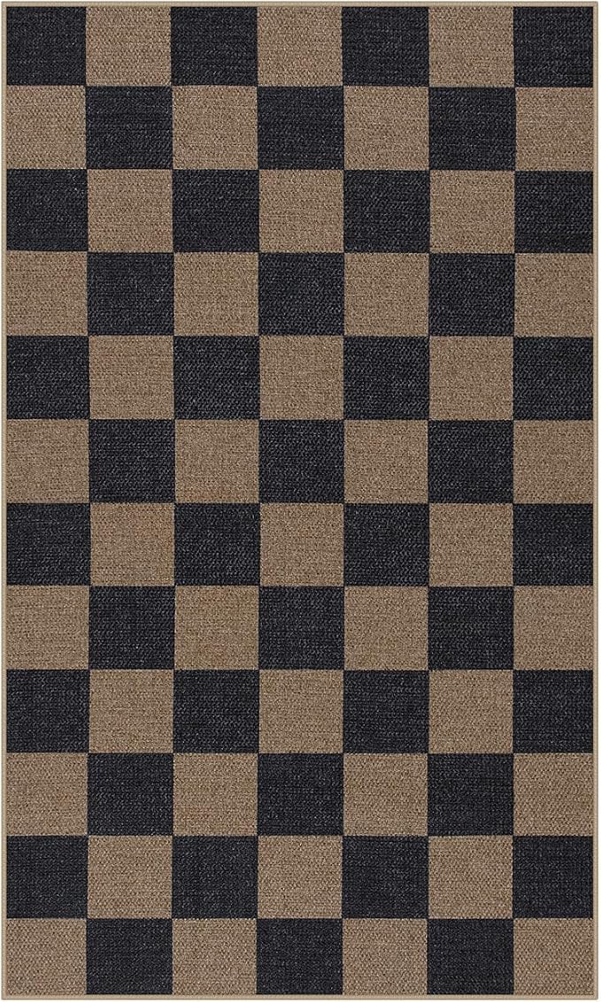 Lahome Checkered Easy Jute 3x5 Outdoor Rug, Washable Rugs - Image 9