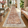Yamaziot 2x12 Washable Hallway Runner Rug Non Slip Floral Carpet, Brick-red | by Yamaziot