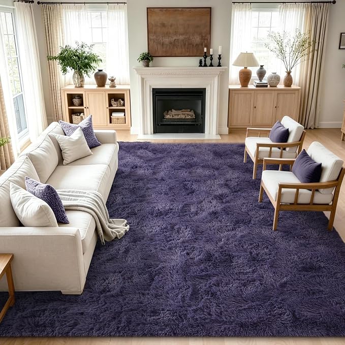 8x10 Extra Large Taro Purple Fluffy Area Rug Non-Slip by ModernHomeDecor