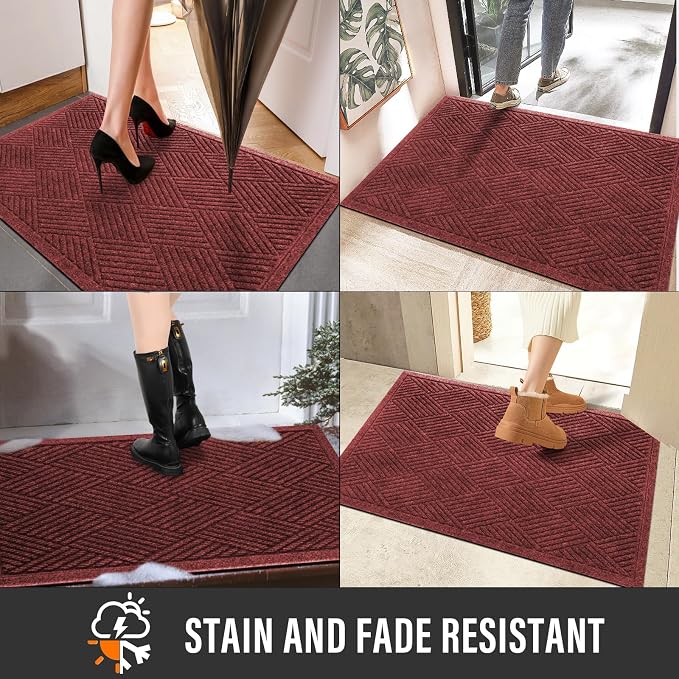 Sturdy Front Door Mat, Absorbent Muddy Dirt Resist Welcome Door Mats Outdoor - Image 5