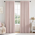 Topfinel Dusty Pink Linen Blackout Curtains 90 Inch Length 2 Panels by Topfinel