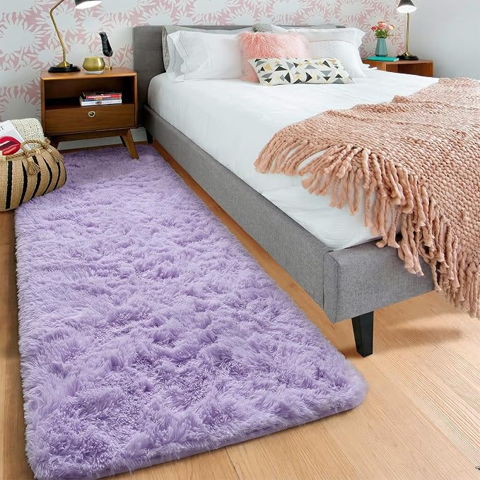 Light Purple Runner Rugs for Girls Bedroom Living Room, Fluffy 2x6 Area Rug | - Image 9