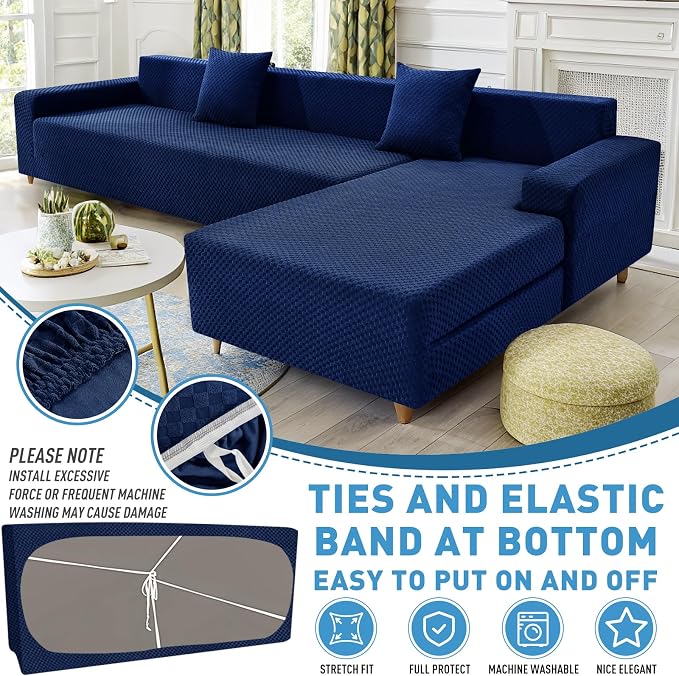 ZNSAYOTX Sectional Couch Covers, Stretch Jacquard Slipcovers - Image 3