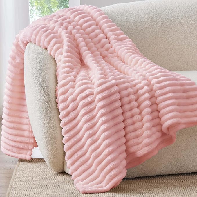 BEDELITE Striped Fleece Throw Blanket, Soft Cozy, Lightweight Warm, Machine - Image 3