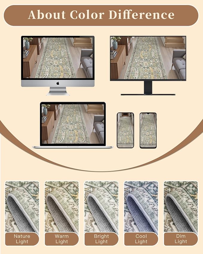 Madane Washable Runner Rugs 2x12 Long - Image 9