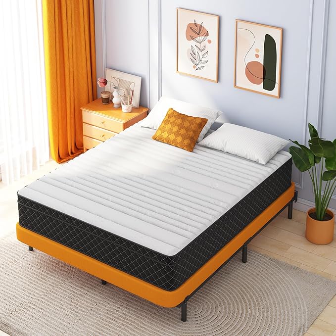 Swbvs California King Mattress 12 Inch Hybrid – Memory Foam & Pocket Springs Bed in a Box, Medium Firm, Cooling Comfort & Pressure Relief, 120-Night Trial