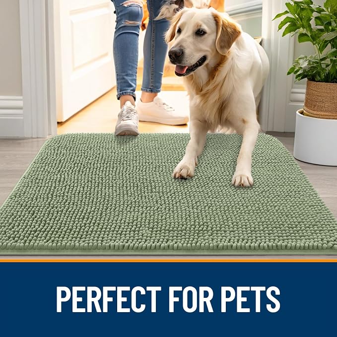 OLANLY Dog Door Mat for Muddy Paws 34x21, Super Absorbent Chenille Mud Mat | - Image 6