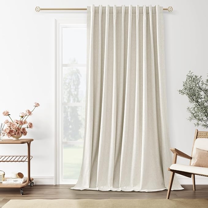 Extra Wide 100% Blackout Linen Curtains by Guken