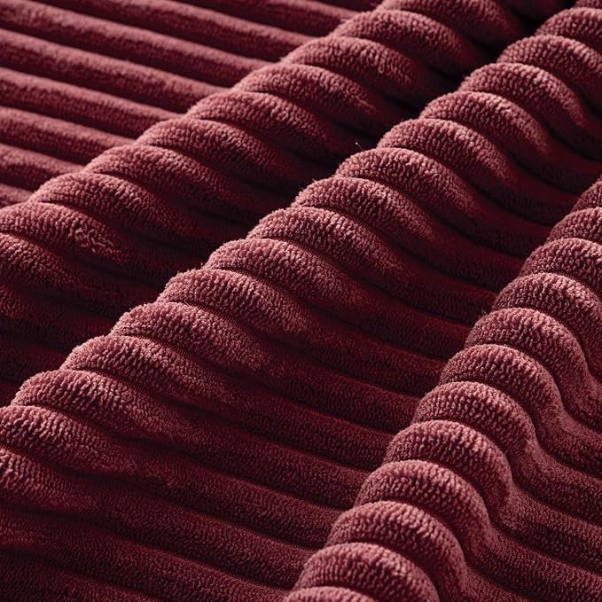 MIULEE Soft Corduroy Decorative Throw Pillow Covers Burgundy 18x18 | Set of 4 - Image 4
