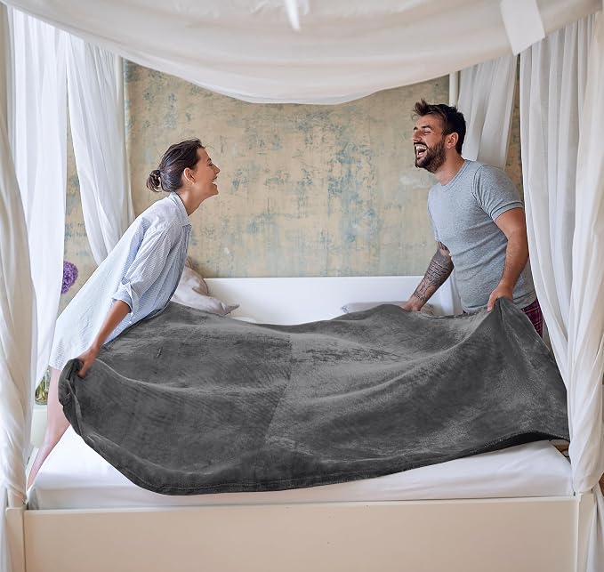 Utopia Bedding Ultra Soft Fleece Bed Blanket King Size Grey | Microfiber Plush - Image 9