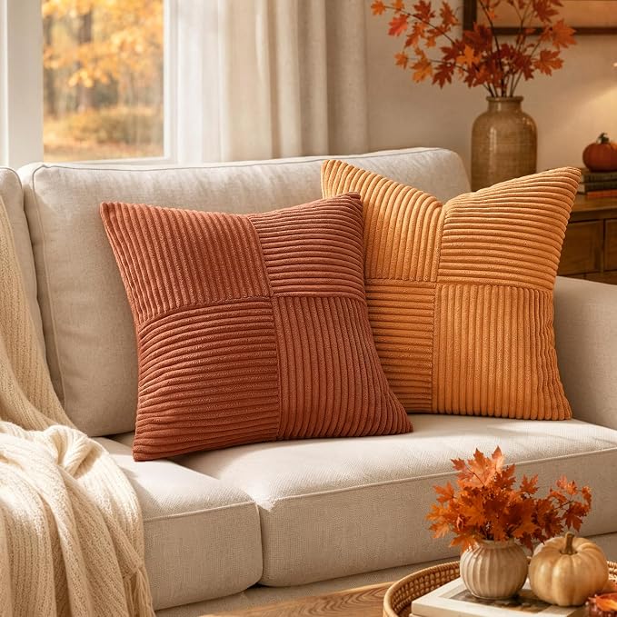 MIULEE Fall Burnt Decorative Euro Sham Pillow Covers 24x24 Inch 2 Pack | Boho - Image 4