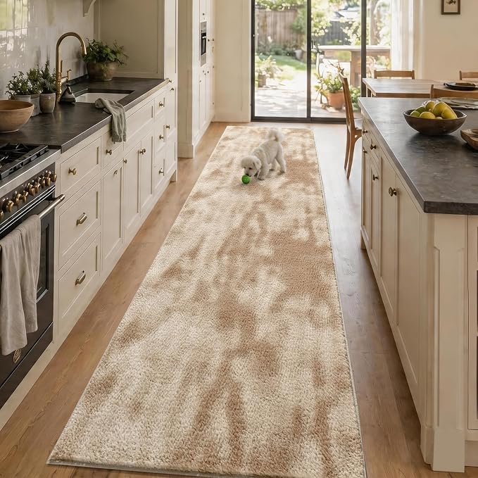 2x10 Tie-dye Beige Runner Rug Washable Non-Slip by Unknown