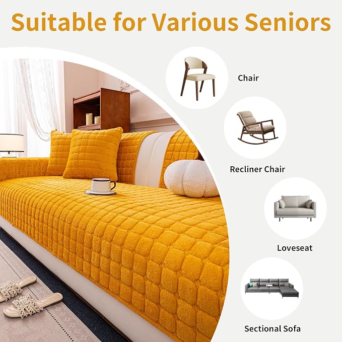 Velvet Couch Cover, Plush Sectional Sofa Cover Washable, Anti Slip Sofa - Image 4