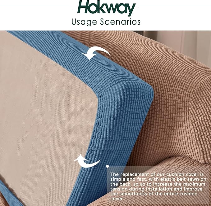 Hokway Stretch Couch Cushion Slipcovers Reversible Cushion Protector Slipcovers - Image 5
